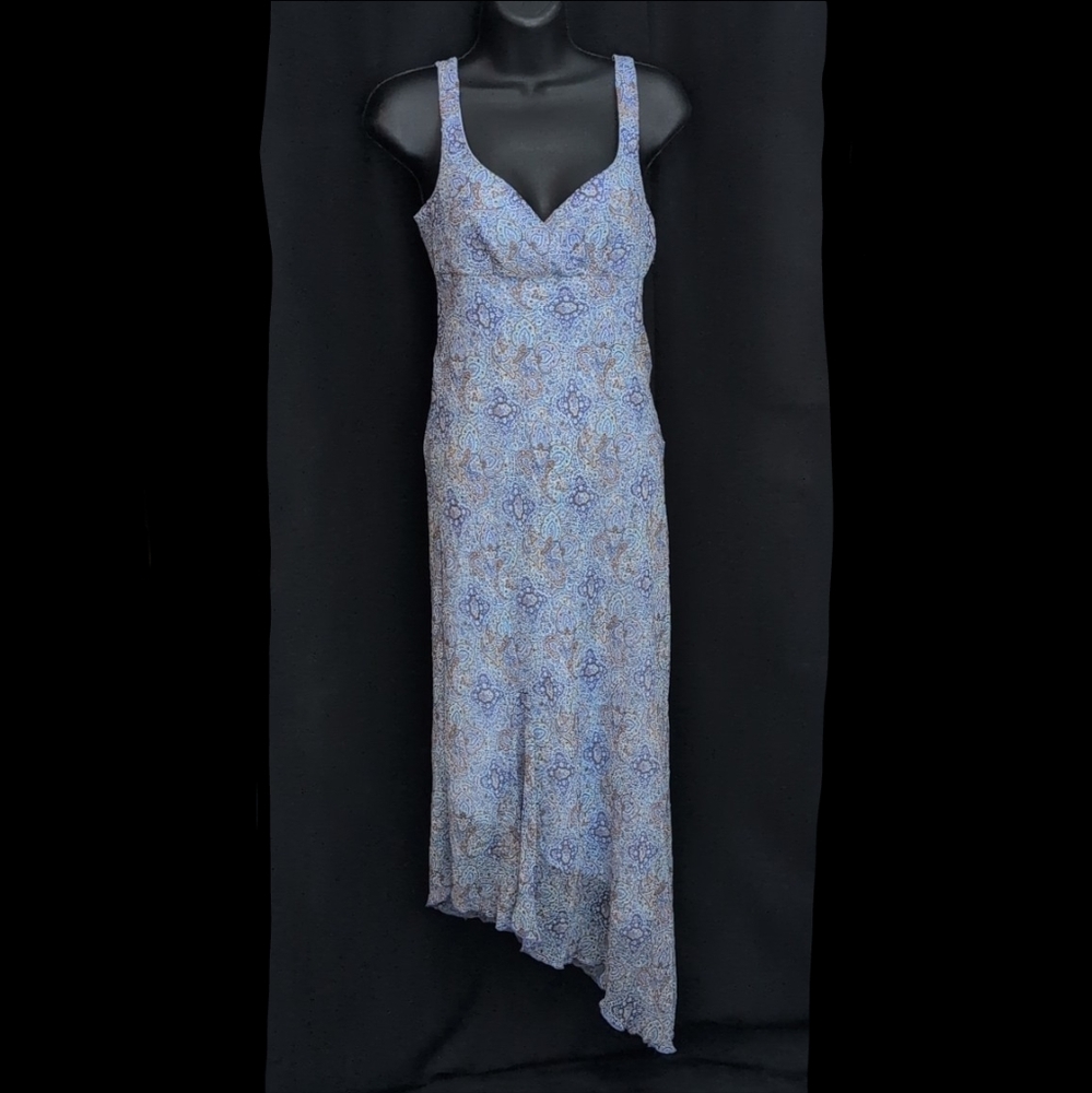 Blue and Brown Paisley Iz Byer Dress - Picture 1 of 7
